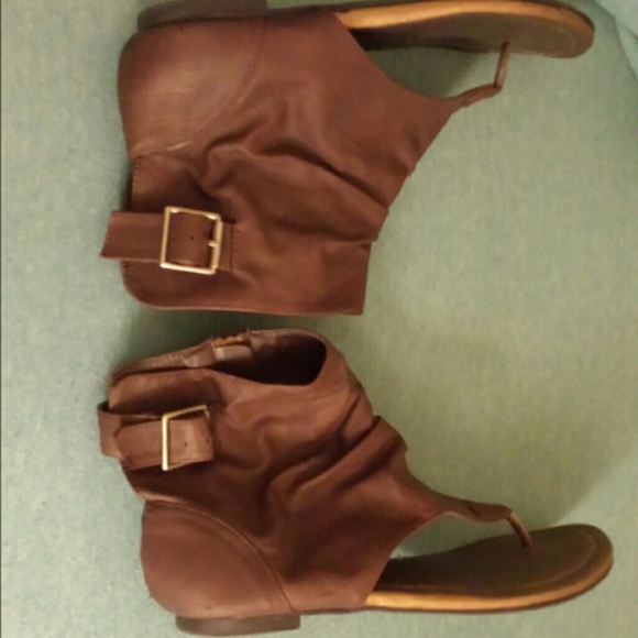 Brown ankle cuff sandals