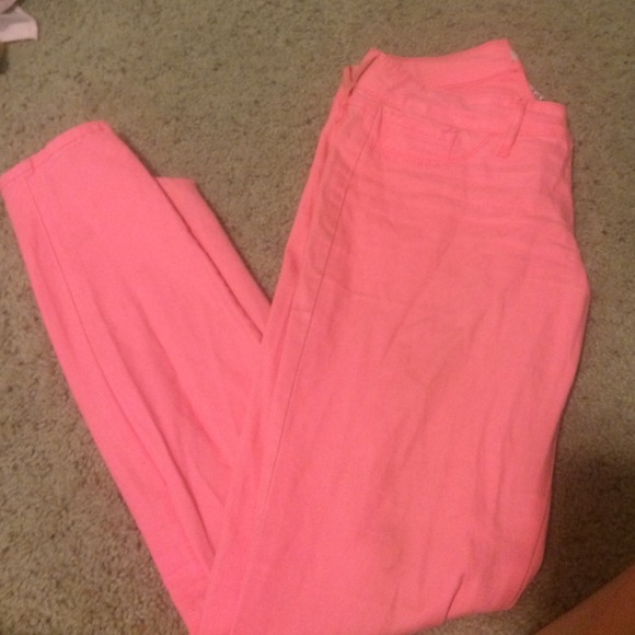 Hot pink skinny jeans