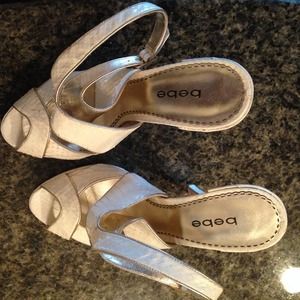 BeBe Cream Snakeskin Heels