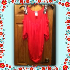 Vizio cold shoulder rhinestone top