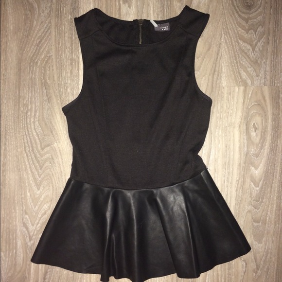 Sparkle and Fade Leather Peplum Top