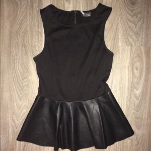 Sparkle and Fade Leather Peplum Top