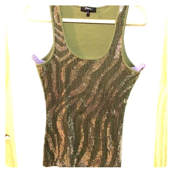 Express green and silver sequin tank