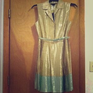 Gold and Tiffany blue dress comes with belt