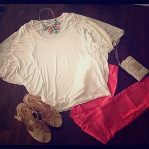 Bebe lace sleeve dolman top size s