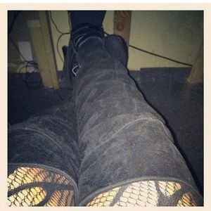 Black suede over the knee boots