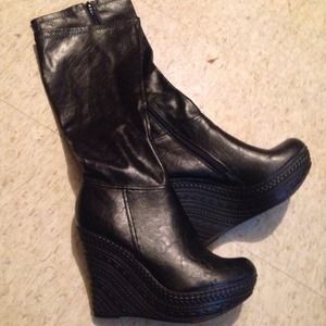 Black Wedge Boots