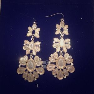 Pink and gold dangle earrings