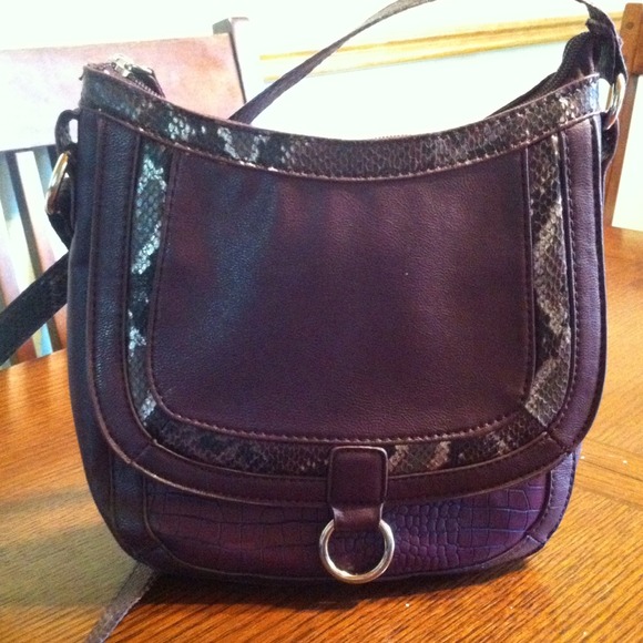 Purple Crock Print Satchel