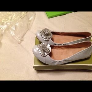 silver metallic flats