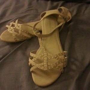 T Strap Nude Sandal/Flat