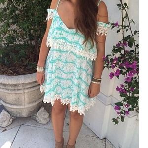 LF mint dress with crochet