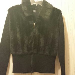 Black faux fur jacket