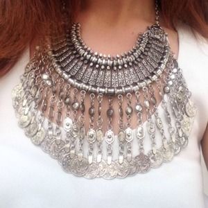 Vintage metal coin chain necklace LF stores