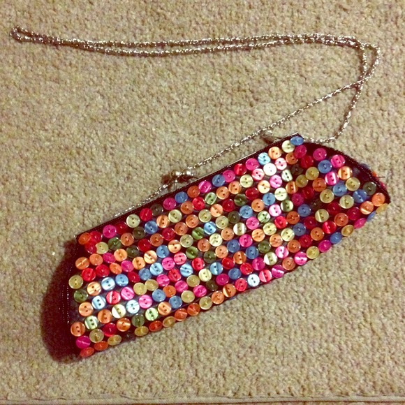 Unique Button-embroidered clutch