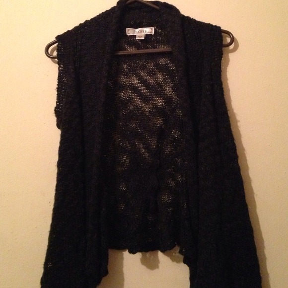 black woven sleeveless cardigan - Picture 1 of 4