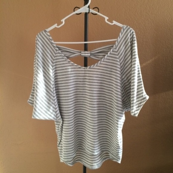 Gray & White Open Back Top!