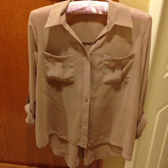 Tan sheer blouse