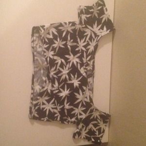 A black and white weed crop top