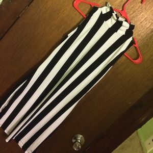 Black and white striped dress