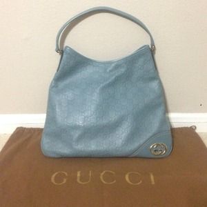 Gucci Light Blue Embossed Shoulder Bag
