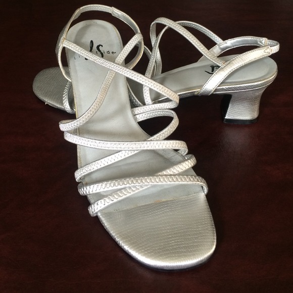 Silver low heel dress sandal