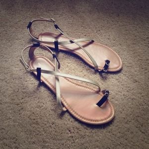 Black and light gold sandals