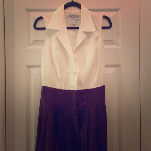 White top brown bottom dress