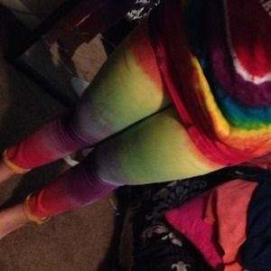 Hand tie-dyed rainbow jeans