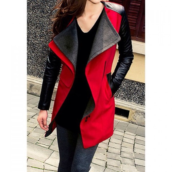 Jackets & Blazers - ✔FLASH SALE✔ Red & black Worsted turn- down collar