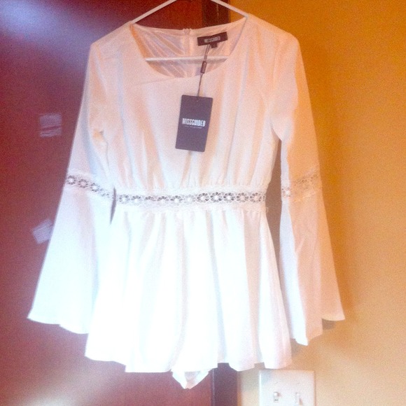 White Daisy Romper with Bell Sleeves