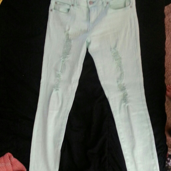 Forever 21 mint green skinny jeans