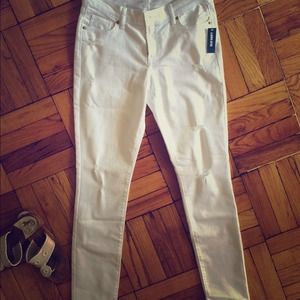 Distressed White Jeans