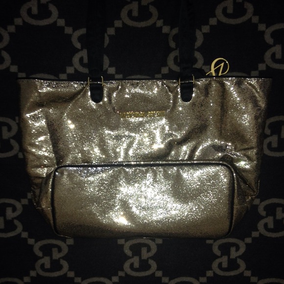 Glitter Gold Victoria's Secret Tote Bag