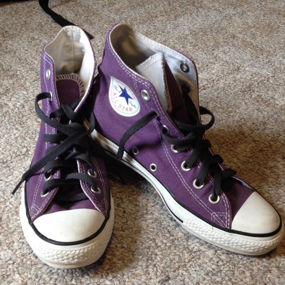 Purple converse high tops, like new!