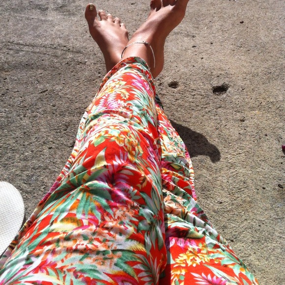 High waisted floral spring pants
