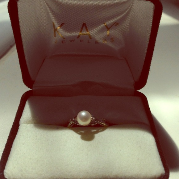 Cultured Pearl Ring with Diamond Accents