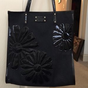 Authentic Kate Spade black flower tote
