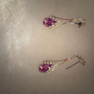 Fake diamond amethyst earrings