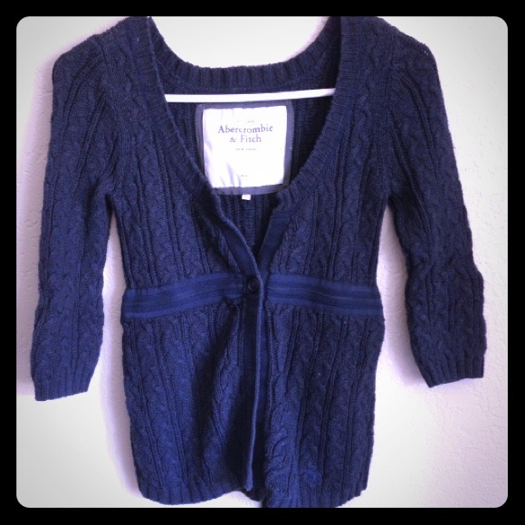 Blue cable knit cardigan