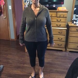 J crew dark grey zip up hoodie !