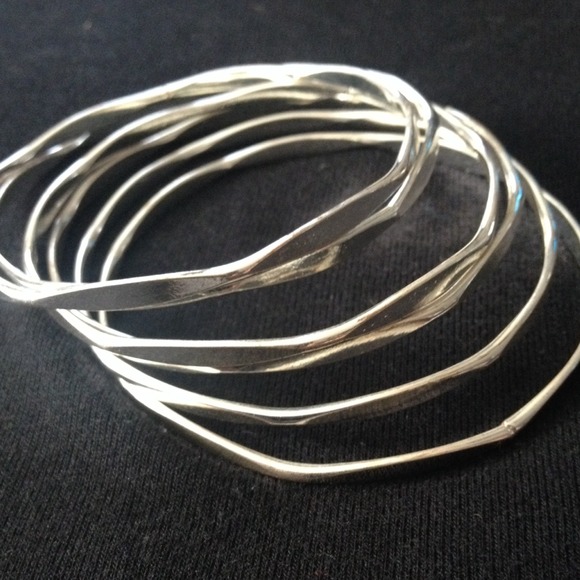 6 silver bangles