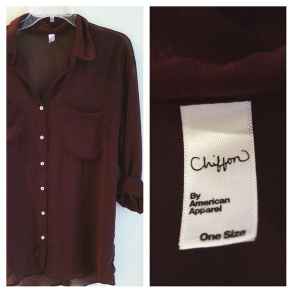 AMERICAN APPAREL sheer long sleeve button down