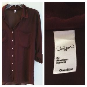 AMERICAN APPAREL sheer long sleeve button down