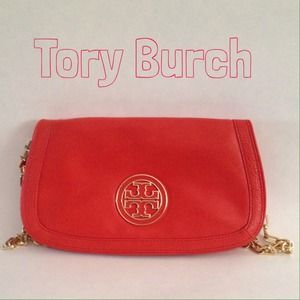 Authentic Tory Burch Amanda Logo Clutch