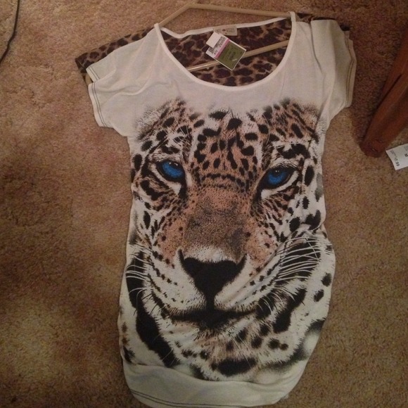 cheetah tee with a  see-through back