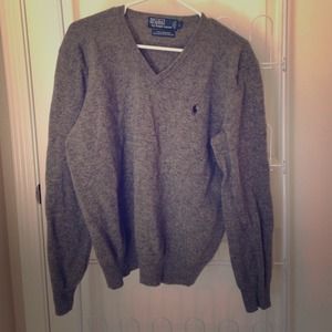 Men's wool polo v-neck sweater