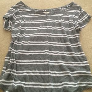 Grey and white hollister top