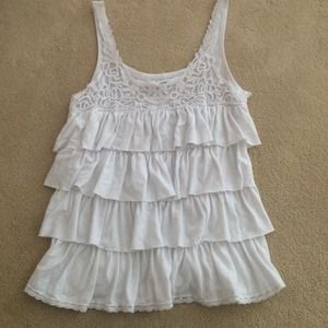 White ruffled aeropostale top