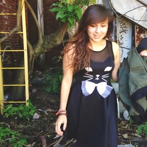 Black Kitty bow skater dress